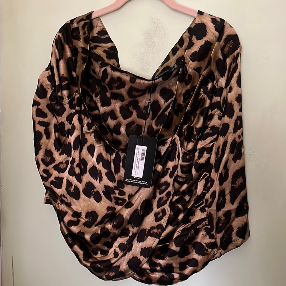 Leopard Print Satin Blouse